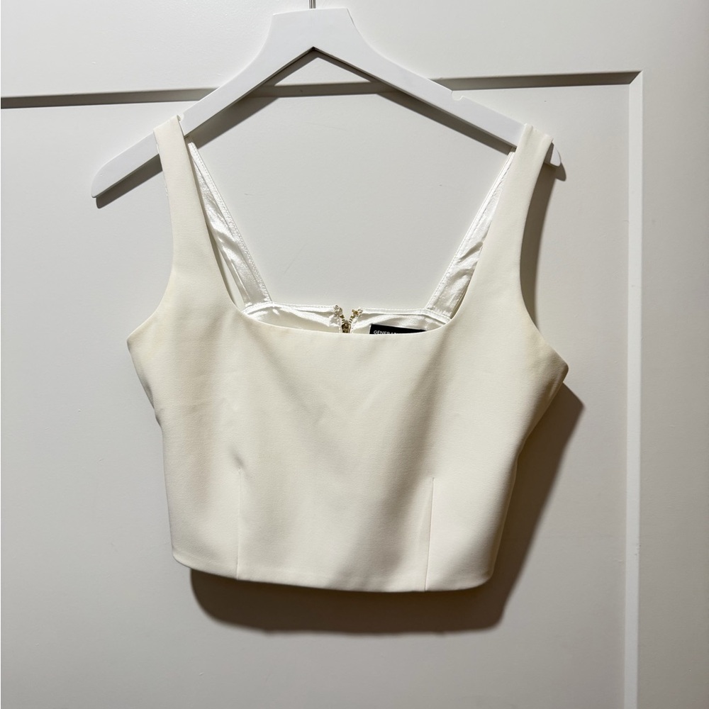Generation Love Cream Square-Neck Crop Top